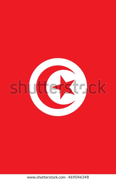 Flag Tunisia Rectangular Banner Crescent Surrounding Stock Vector
