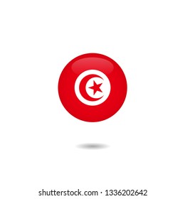 Flag of Tunisia round 3d, Tunisian Flag Template Design. Vector Eps 10