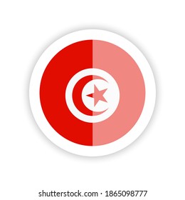 Flag of Tunisia. Round icon.