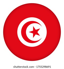 Flag of Tunisia round icon, badge or button. Tunisian national symbol. Template design, vector illustration.