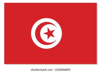 Flag of Tunisia. Tunis Republic national symbol in official colors. Template icon. Abstract vector background.