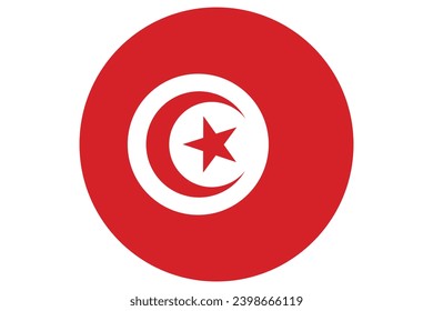 Flag of Tunisia. Tunis Republic national symbol in official colors. Template icon. Abstract vector background. Round glass light ball, 3D big bubble, sphere.