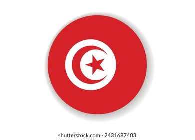 Flag of Tunisia. Tunis Republic national symbol in official colors. Template icon. Abstract vector background. Round glass light ball, 3D big bubble, sphere.