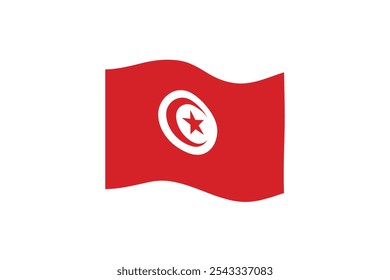 Flag of Tunisia. Tunis Republic national symbol in official colors. Template icon. Abstract vector background.