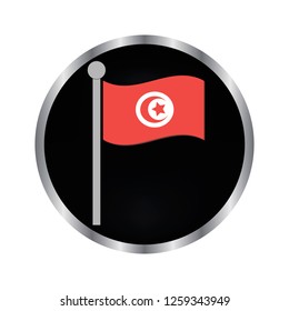 flag of Tunisia - vector icon on a black button