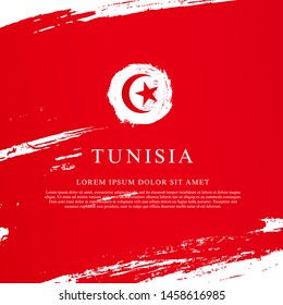 Flag of Tunisia. Vector illustration on white background. Brush strokes drawn by hand. Independence Day.