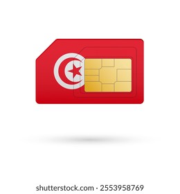 Flag of Tunisia. Vector illustration of SIM Card with flag on white background