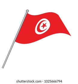 Flag of Tunisia , Tunisia flag waving isolated vector illustration.