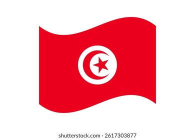 Flag of Tunisia. Tunisia wavy flag digital vector illustration. Fluttering flag.