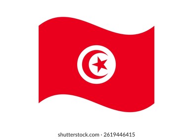 Flag of Tunisia. Tunisia wavy flag digital vector illustration. Fluttering flag.