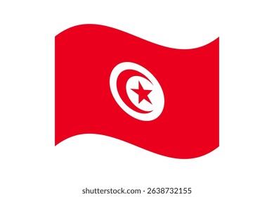 Flag of Tunisia. Tunisia wavy flag digital vector illustration. Fluttering flag.