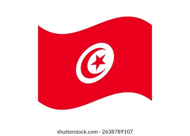 Flag of Tunisia. Tunisia wavy flag digital vector illustration. Fluttering flag.