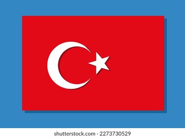 Flagge der Türkei, 2D flache Illustration einer türkischen Flagge. EPS10.