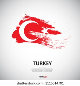 Flag of Turkey with brush stroke, grunge style background vector.