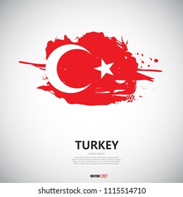 Flag of Turkey with brush stroke, grunge style background vector.