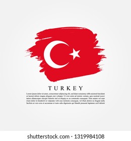 Flag of Turkey with brush strokes effect and information text  vector illustration