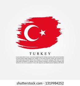 Flag of Turkey with brush strokes effect and information text  vector illustration