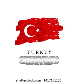 Flag of Turkey with brush strokes effect ,vector illustration