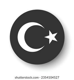 The flag of Turkey. Button flag icon. Grey icon. Circle icon flag. Computer illustration. Digital illustration. Vector illustration.