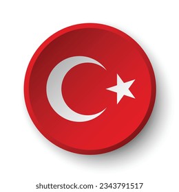 La bandera de Turquía. Icono de indicador de botón. Color estándar. Indicador de icono de círculo. 3 quinquies ilustración. Ilustración del equipo. Ilustración digital. Ilustración vectorial.
