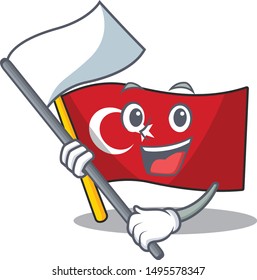 With flag turkey character flag in mascot drawer