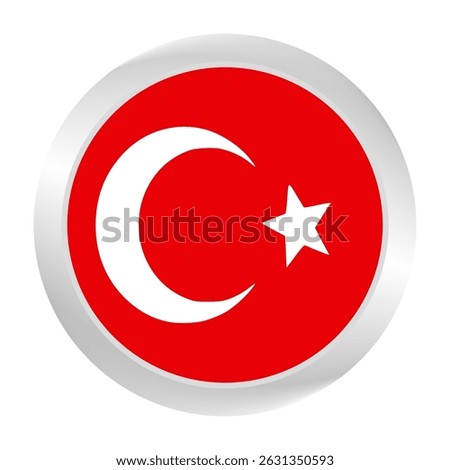 Flag of Turkey. Circle flag icon logo. Round flag. Flag icon. Standard color. Digital illustration. Vector illustration.