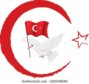 Flag Of Turkey With Crescent Moon And Star Illustration