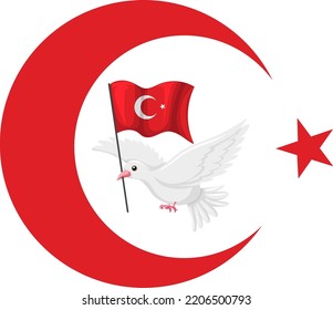 Flag Of Turkey With Crescent Moon And Star Illustration