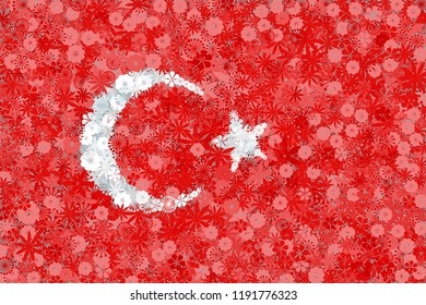 Flag of Turkey with flowers. Conceptual vector background