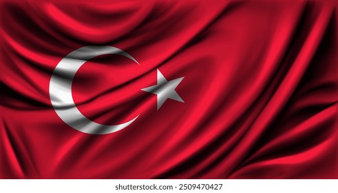 Bandeira da Turquia saltando de perto. Ilustração vetorial.