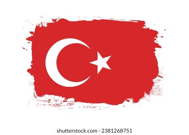 Die Flagge der Türkei. Handgemalte Flaggen. Ink-Effekt. Der Pinseleffekt. Flaggensymbol. Standardfarbe. Computergrafik. Digitale Illustration. Vektorgrafik.