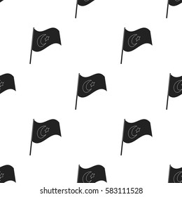 Flag of Turkey icon in black style isolated on white background. Turkey pattern stock vector illustration.