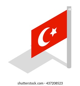 Flag of Turkey icon, isometric 3d style