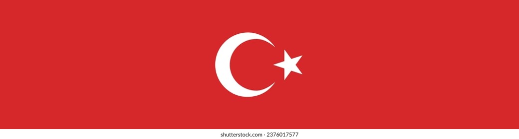 The flag of Turkey. Flag icon. A long banner. Standard color. Standard size. Computer illustration. Digital illustration. Vector illustration.