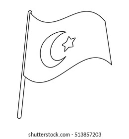 Flag of Turkey icon in outline style isolated on white background. Turkey symbol stock vector illustration.