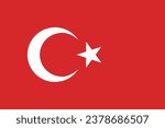 The flag of Turkey. Flag icon. Standard color. Standard size. A rectangular flag. Computer illustration. Digital illustration. Vector illustration.