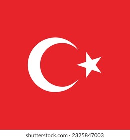 The flag of Turkey. Flag icon. Standard color. A square flag. Computer illustration. Digital illustration. Vector illustration.