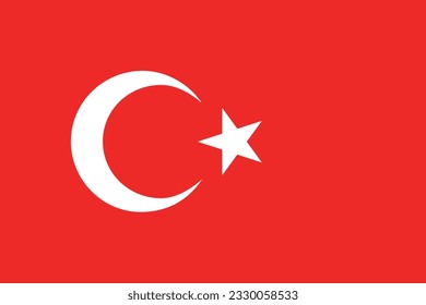 The flag of Turkey. Flag icon. Standard color. Standard size. A rectangular flag. Computer illustration. Digital illustration. Vector illustration.