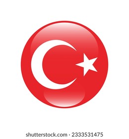 The flag of Turkey. Flag icon. Standard color. Circle icon flag. 3d illustration. Computer illustration. Digital illustration. Vector illustration.