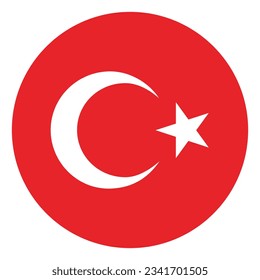 The flag of Turkey. Flag icon. Standard color. Circle icon flag. 3d illustration. Computer illustration. Digital illustration. Vector illustration.