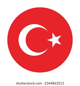 The flag of Turkey. Flag icon. Standard color. Circle icon flag. 3d illustration. Computer illustration. Digital illustration. Vector illustration.