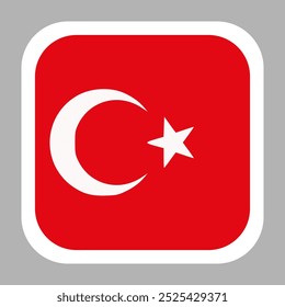 The flag of turkey. Flag icon. Standard color. flat vector square with rounded corners. Computer illustration. Digital illustration. Vector illustration