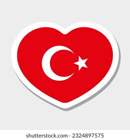 Flag of Turkey icon. Vector heart sticker. Best for mobile apps, UI and web design.