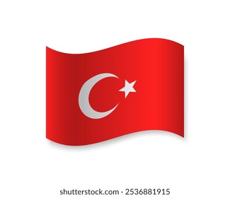 Ícone Bandeira da Turquia. Elemento de vetor ondulado com sombra. Melhor para aplicativos móveis, interface do usuário e design da Web.