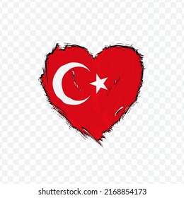 Flag Of Turkey in love texture brush  with transparent background, vector illustration in eps file