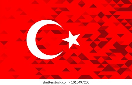 Flag of Turkey in low-poly style, triangles style. New minimalist design.