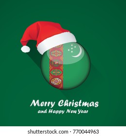 Flag of turkey. Merry Christmas and happy new year background design with glossy round Flag of turkey. vector illustration.