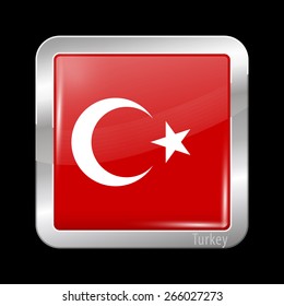 Flag of Turkey. Metal Icons Square Shape. This is File from the Collection European Flags