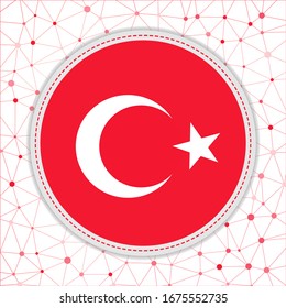 Flagge der Türkei mit Netzwerkhintergrund. Die Türkei unterzeichnet. Trendy Vektorillustration Illustration.