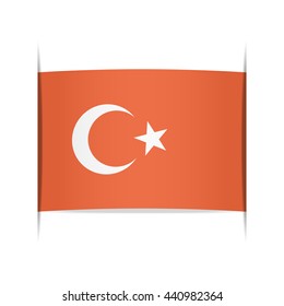 Flag of Turkey, officially the Republic of Turkey. Vector illustration of a stylized flag. The slit in the paper with shadows. Element for infographics.